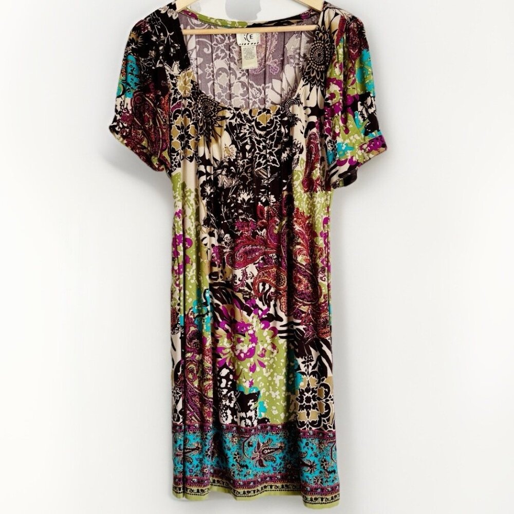 Vintage ICE Multicolor Boho Paisley Floral Dress Women’s 12 Artsy Maximalist